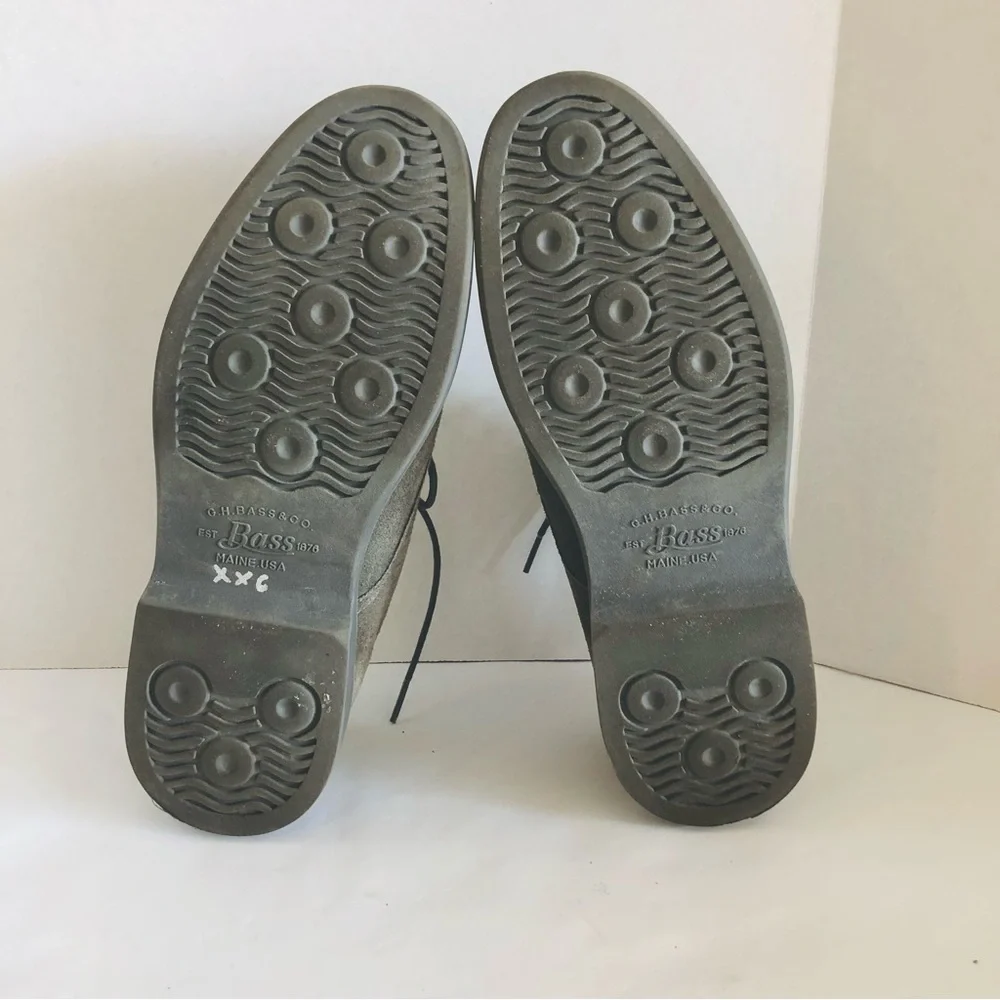 G.H. Bass & Co. Pasadena Grey Suede Derby Shoes Leather Upper Mens Size 7.5M
